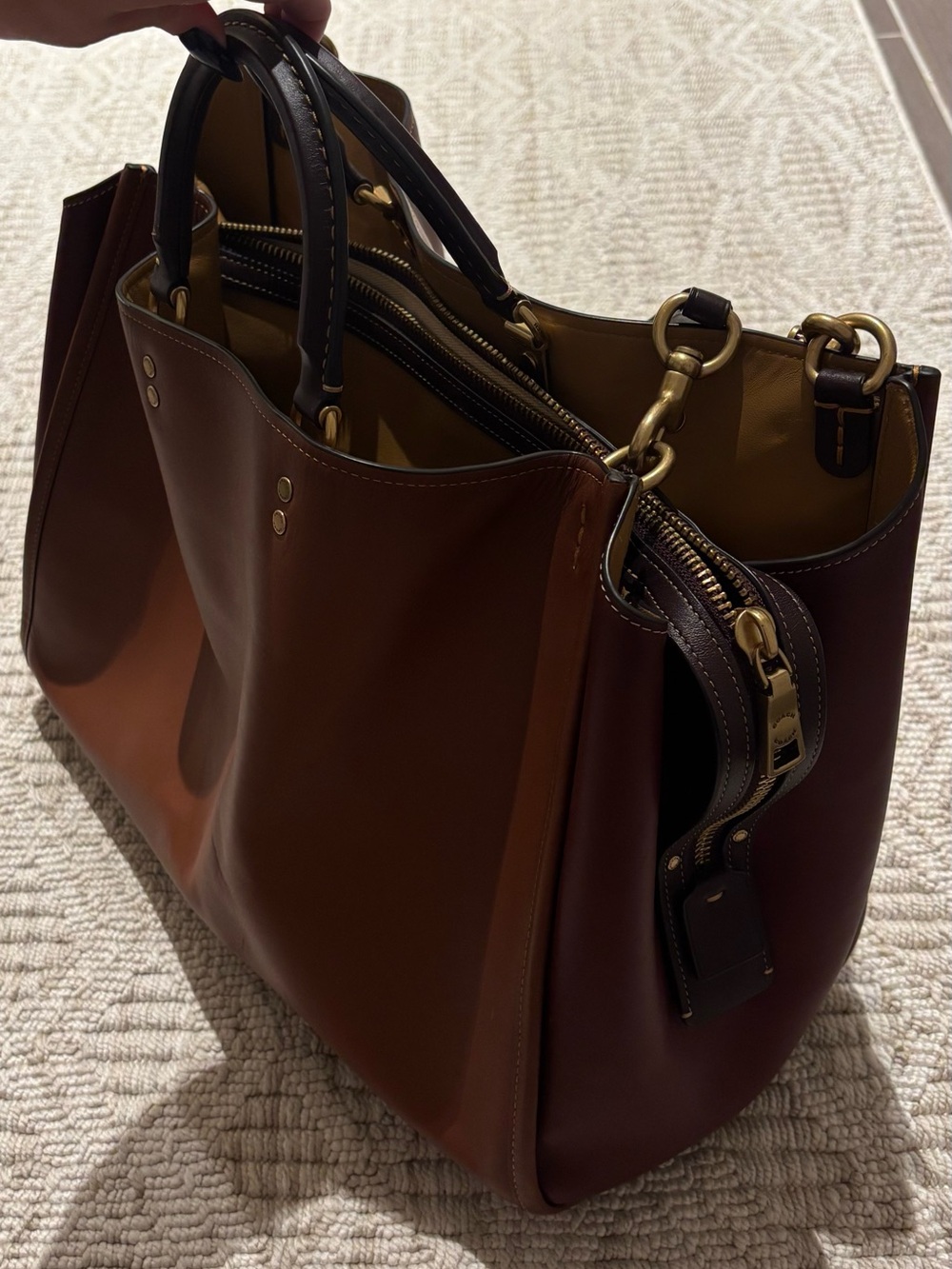 Discontinued Coach Rogue 39 Colorblock Brown Leather Tote Handbag